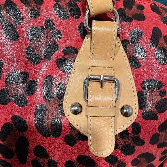 Used Maurizio Taiuti Stylish Red Leopard Print Leather Handbag - Picture 10 of 12